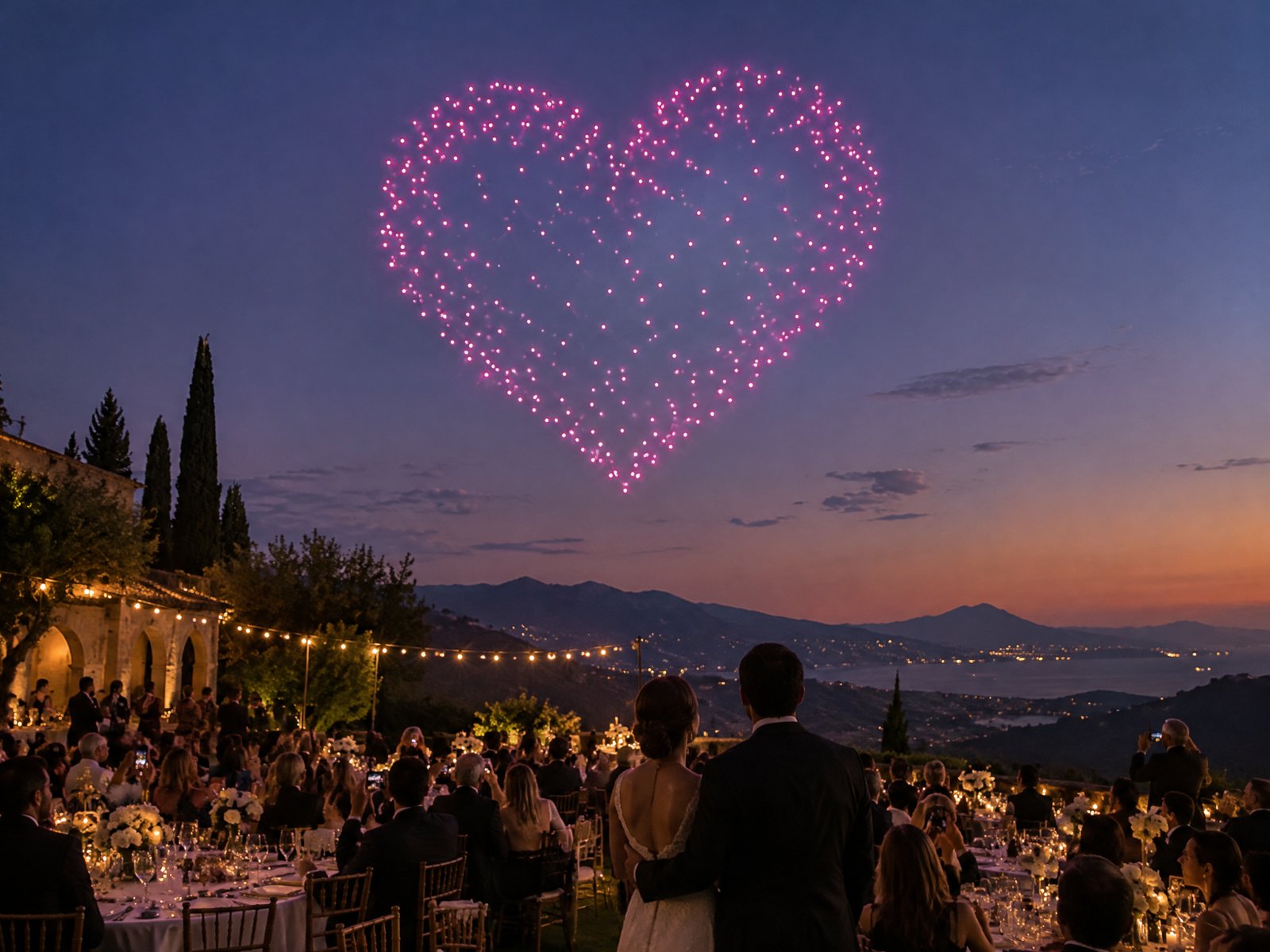 Drone photo illustrating: Wedding Drone Light Shows: What Couples Need to Know